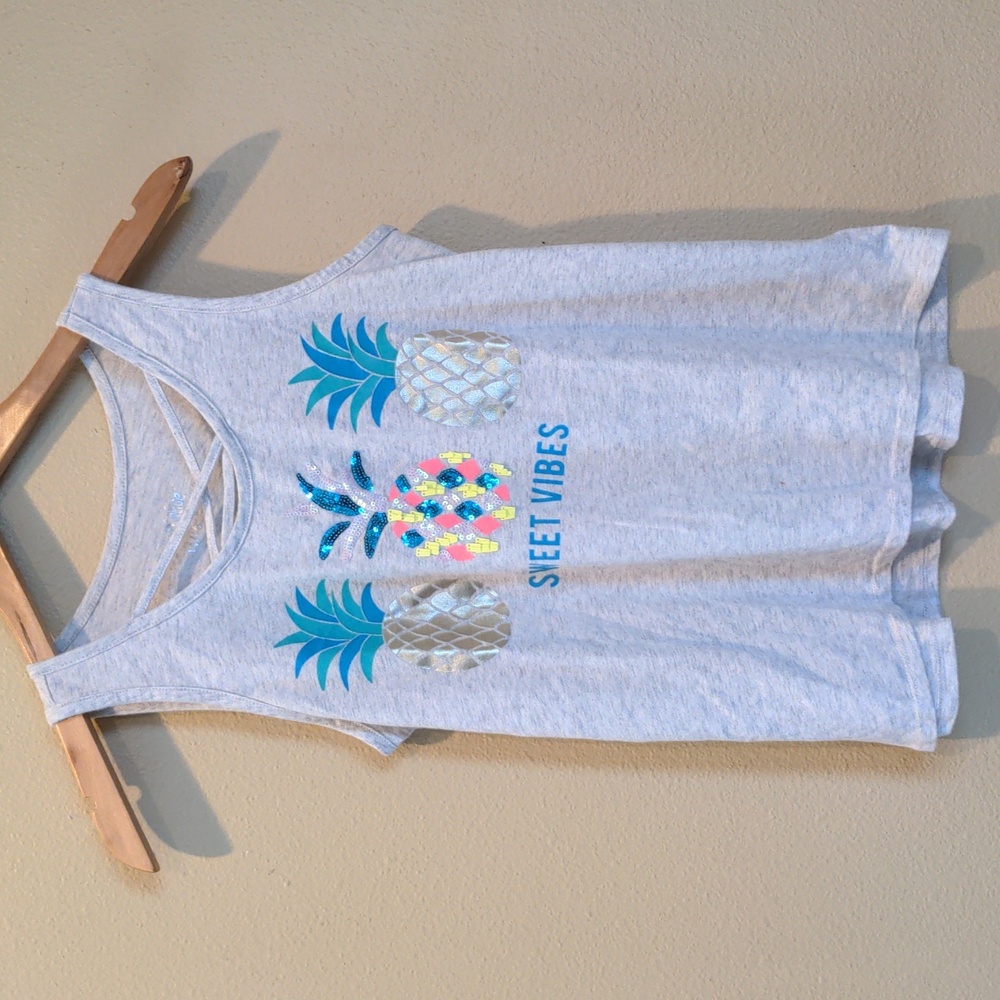 Girl's Justice Gray Pineapple Tank Top